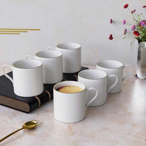 White Ring Tea Cup Set Of 6 - The Earth Store - Tea Cups